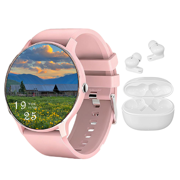 Fashion Women's Smart Watch &amp; Wireless Earbuds - Android &amp; iOS Compatible.