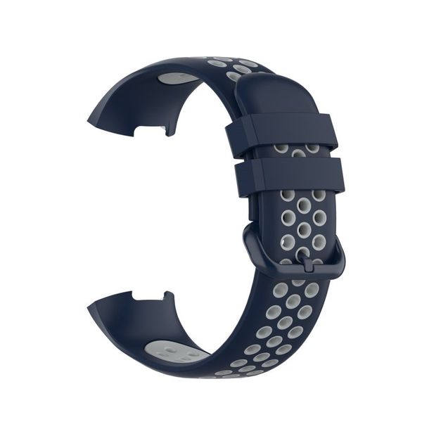 Breathable Silicone Strap Compatible with Fitbit Charge 3/4-Blue &amp; Grey