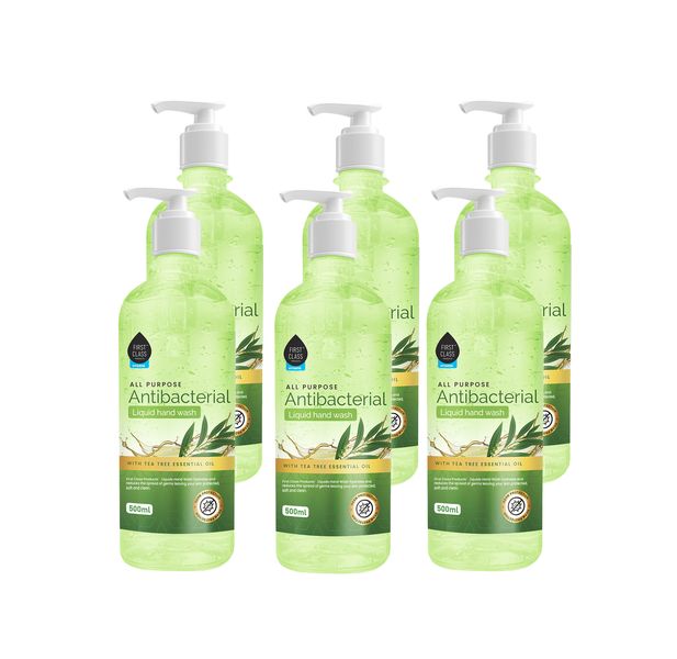 First Class 6 Pack Tea Tree Essential Oil Antibacterial Handwash- 500ml