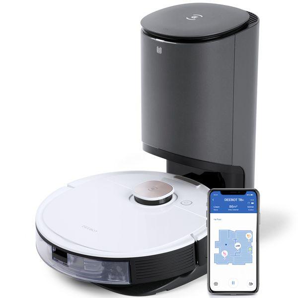 Ecovacs Deebot OZMO T8+ Robot Vacuum Cleaner - TrueMapping, 175min Runtime