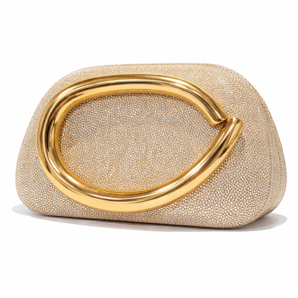 Women's Glitter Evening Clutch - Metallic Handle Party Bag