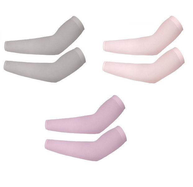 3 Pack Long Gloves Sun UV Protection Arm Sleeves (Grey Pink Purple)