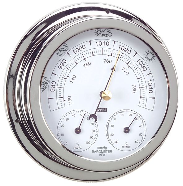 ANVI 3-in-1 Barometer - Polished Brass &amp; Chromed