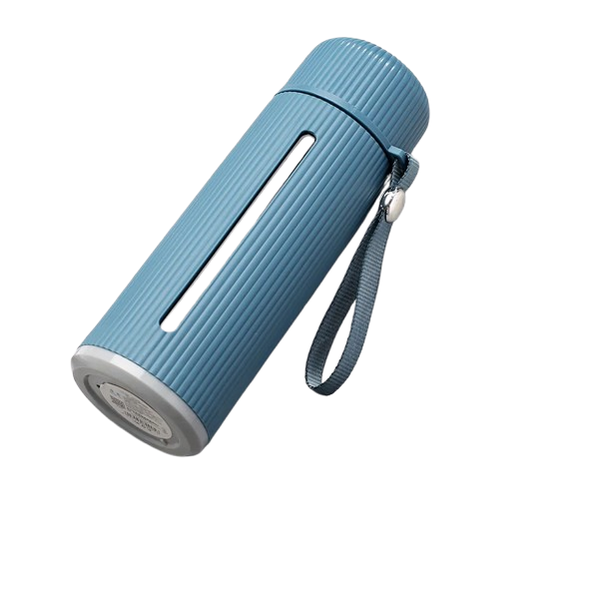 Wide Mouth Borosilicate Glass Water Bottle with Plastic Sleeve