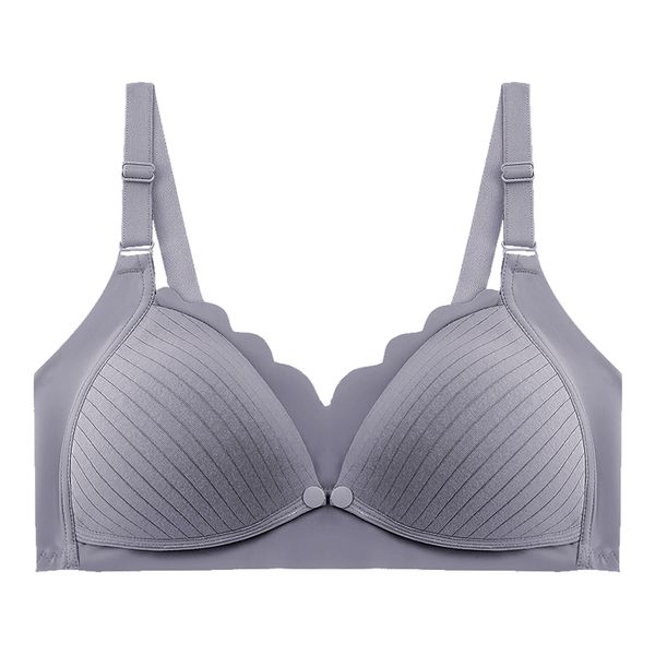 Unicoo Cotton Soft Seamless Middle Open Nursing Bra - Dark Grey - C Cup
