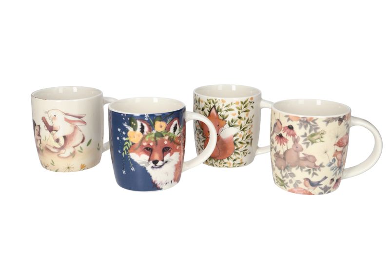 Danny Home Multicolour Woodland Mug Set 0.36L - 4 Pack