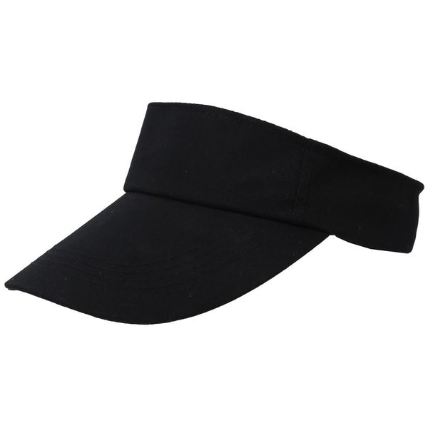 Visor Sun Plain Hat Cap Tennis Adjustable Men Women-Black