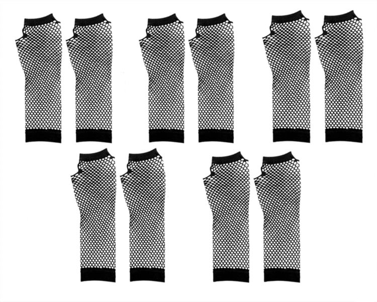 5 Pair of Long Fishnet Gloves Fingerless For Women Fishnet Arm Sleeve Mesh