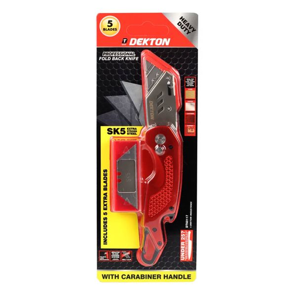 Dekton Pro Fold Back Knife with Carabiner