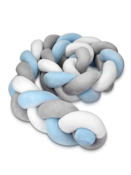 Baby Crib Cot Bumper - Grey/Blue