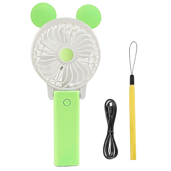 Rechargeable Portable Cartoon USB Mini Collapsible Fan - Bunny Green