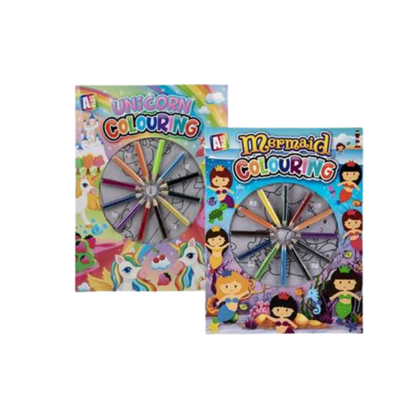 Book colouring girl w/pencils asstd-2 pack