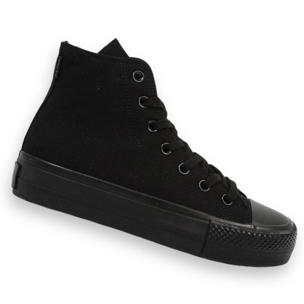 EKKO Ladies Platform Fashion Sneakers Hi - All Black