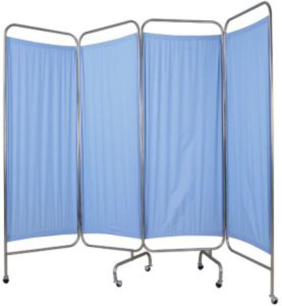 4 Fold Stainless Steel Hospital Ward Folding Bedside Screen with Wheels