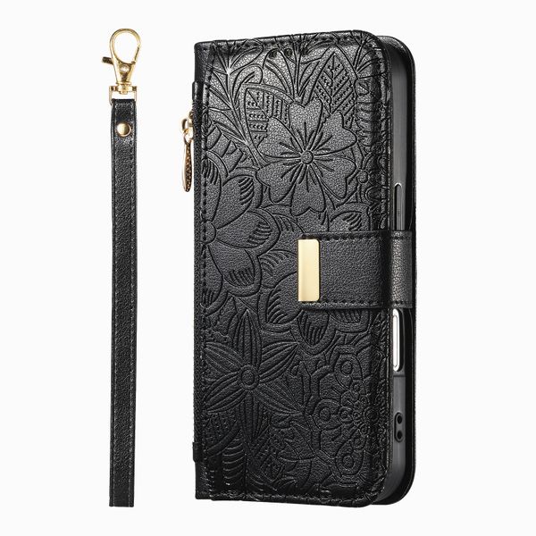 Hanging Rope Card Holder Leather Phone Case Compatible with Galaxy S25 Plus