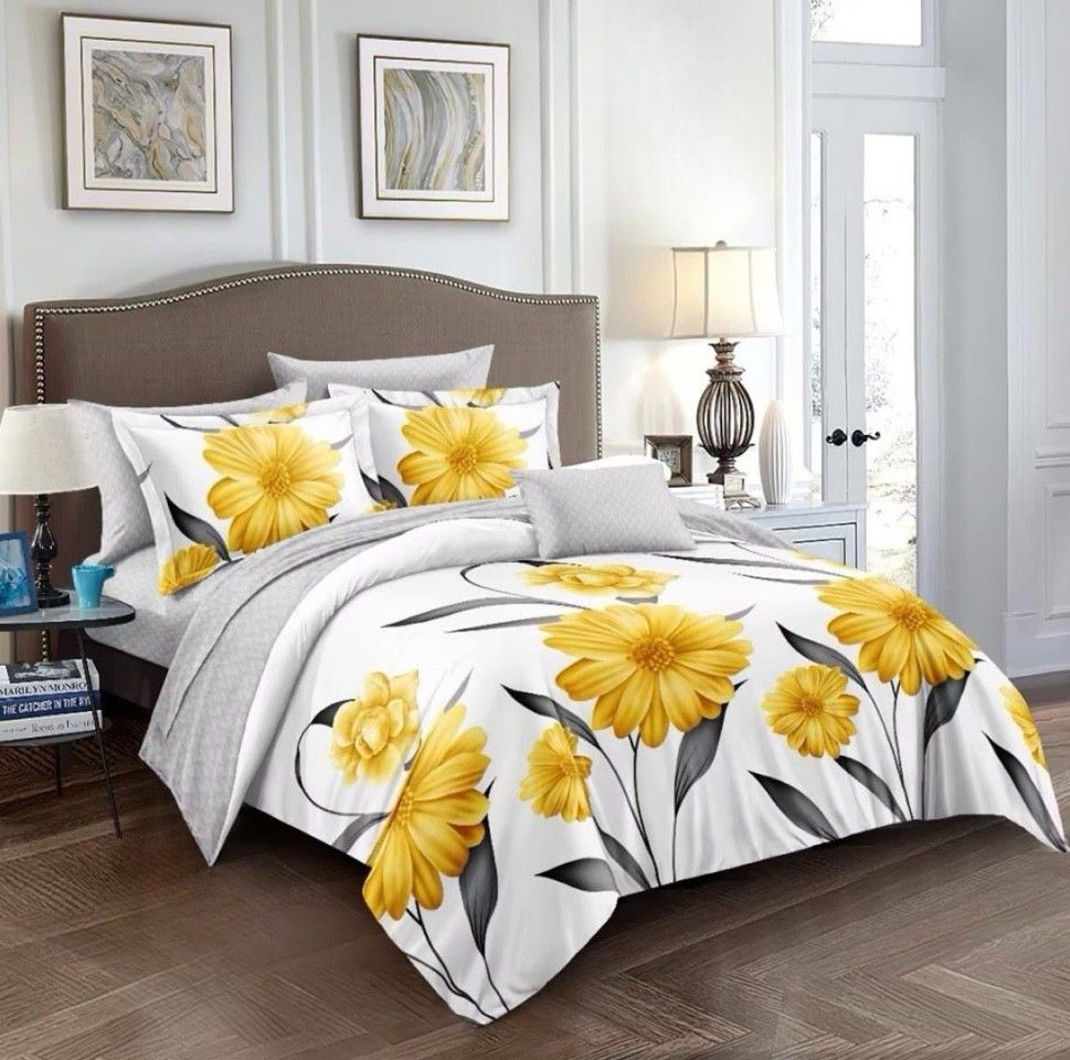 6 Piece Duvet Cover Set Yellow Flowers Buy Online in South Africa