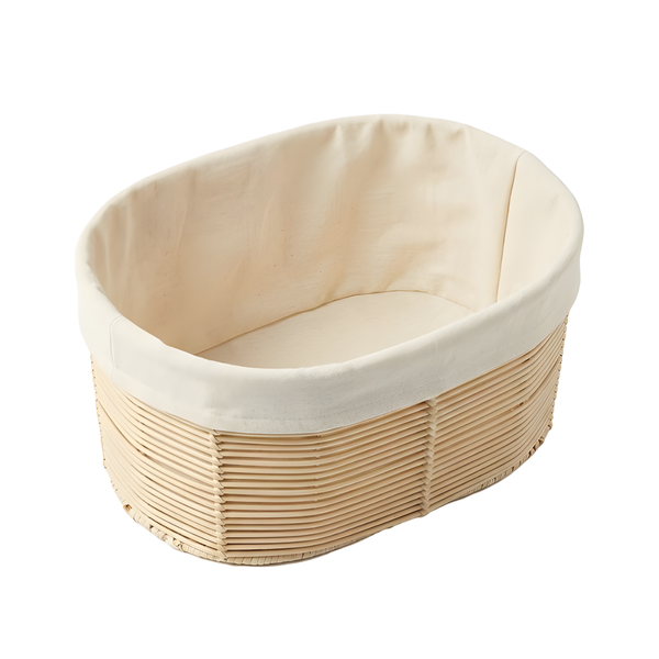 Large Woven Rattan Basket with Removable Cotton Cloth Liner
