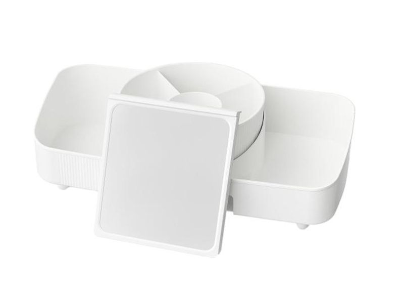 Makeup Mirror Organiser 360 Degree Rotation - White