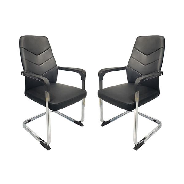 Set Of 2 Comfortable Vistor PU Leather Office Chair Without Wheels 705