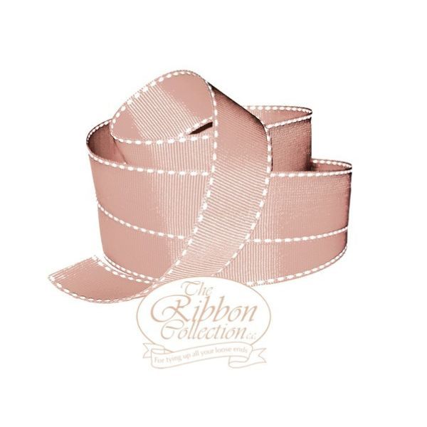 Baby Pink Petersham Saddle Stitch Ribbon, 25mm x 20m