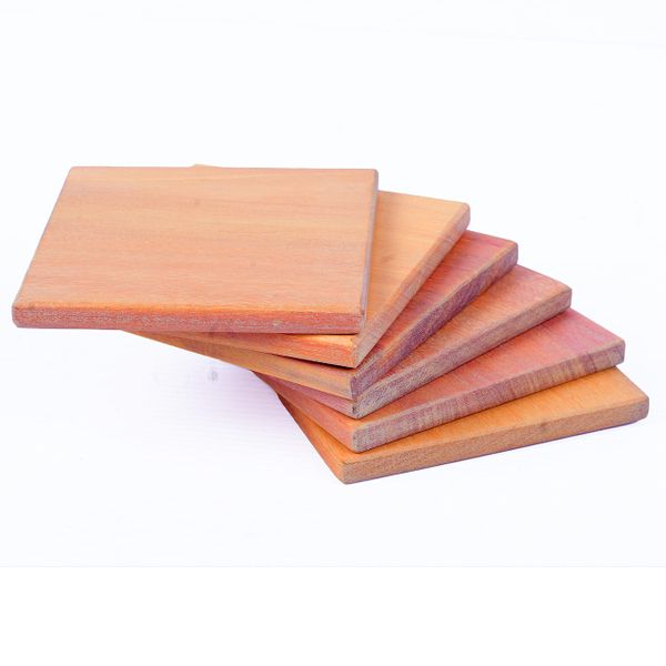 Solid Wood Iroko Coasters - Set of 6