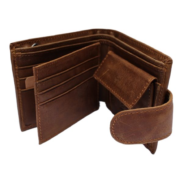 Men's Genuine Leather Bifold Wallet for 9 Cards
