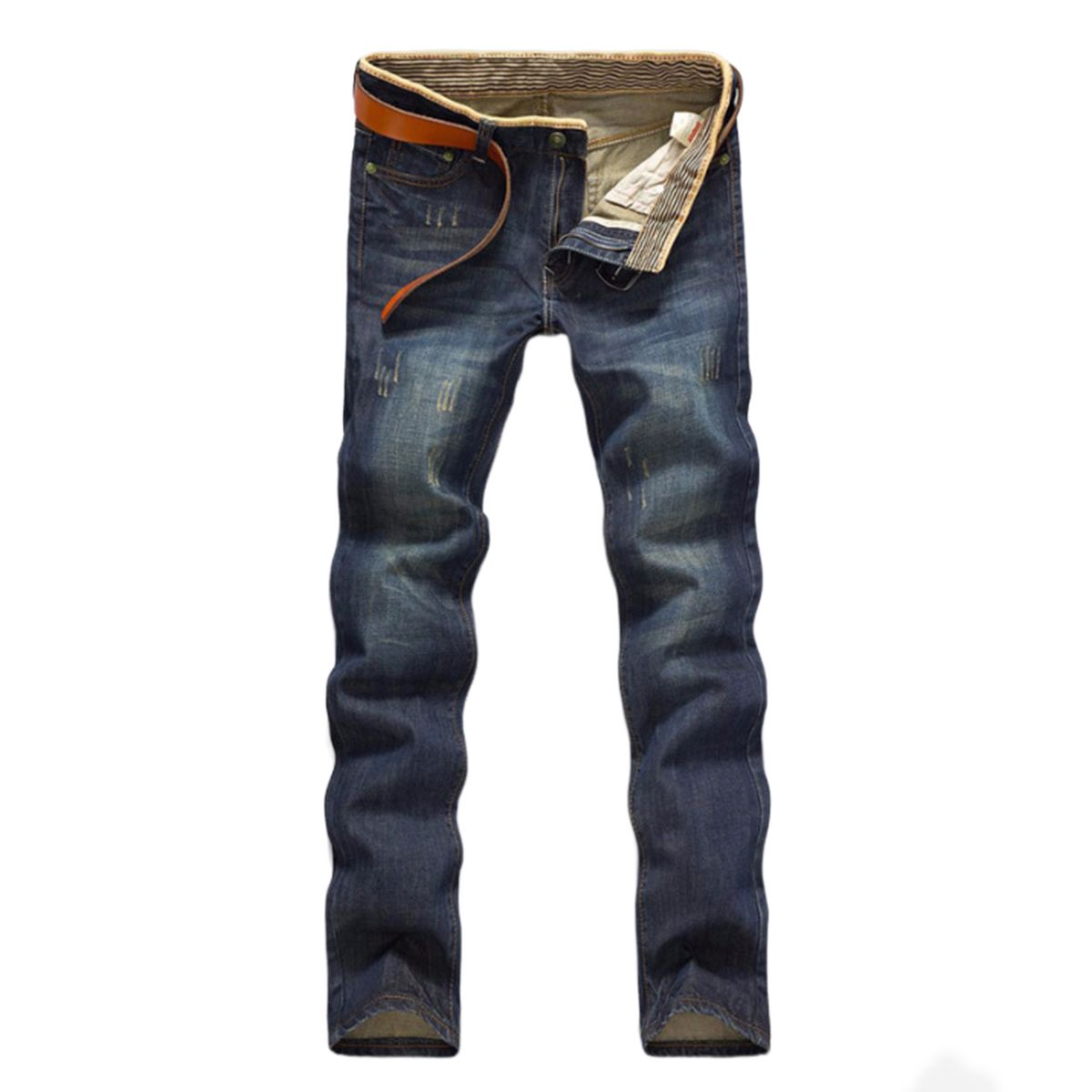 Men's Casual Jeans Destroyed Straight-fit Loose-fitting Denim Trousers ...