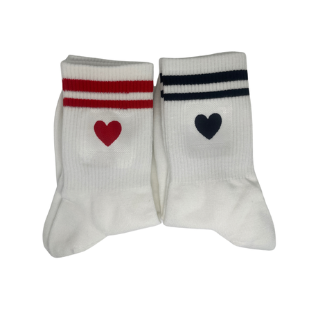 Unisex 2 Pack Black/Red Love Heart Crew Socks Image