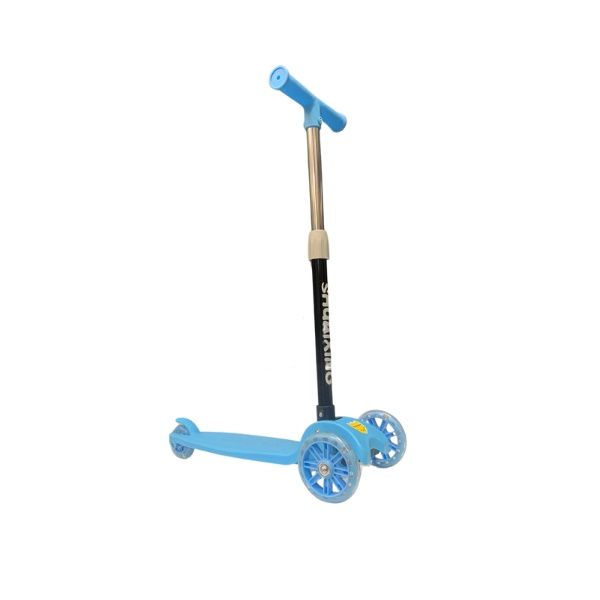 Kids 3 Wheel Push Scooter With Light Up Wheels - Blue Cartoon