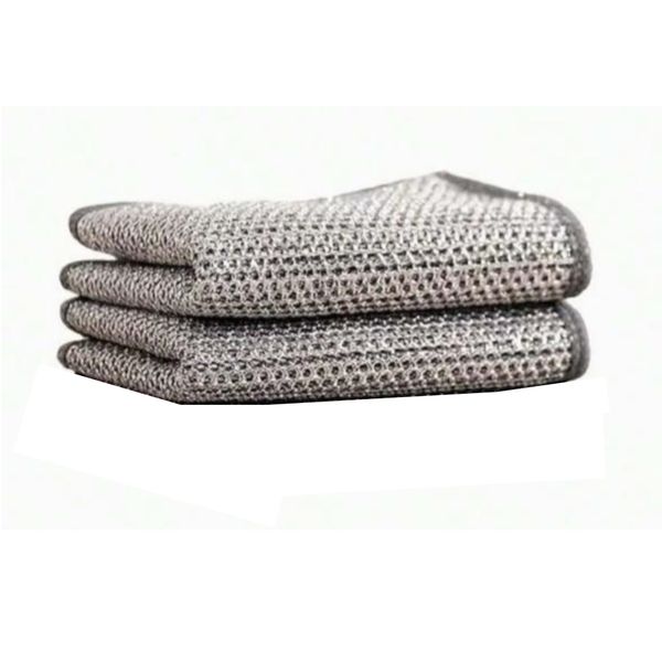 2 Pack Silver Wire Mesh Dishcloth