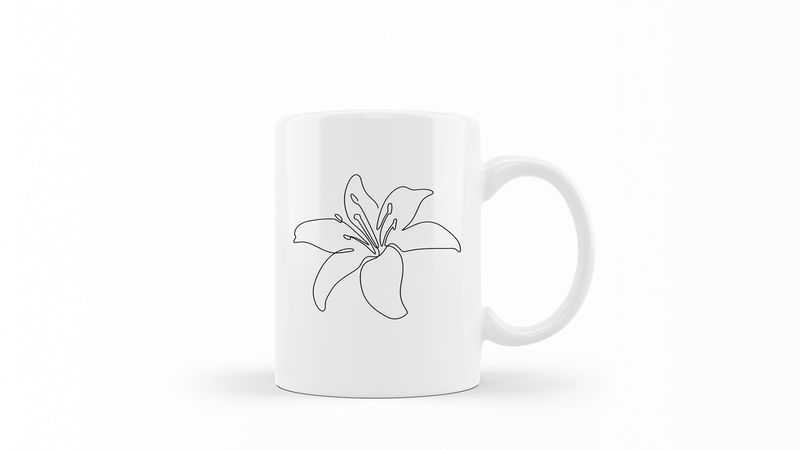 Designer Line Art Coffee Mug - Abstract Flower 5