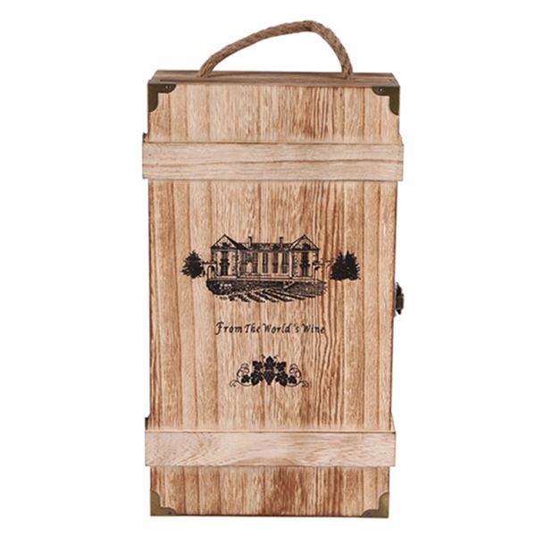 Vintage Wood 2 Red Wine Bottle Box Case Storage Carrying Display Gift
