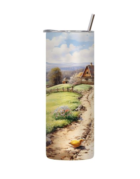 Yellow Bird 20 Oz Tumbler with Lid Straw Easter Graphic Design Present 091