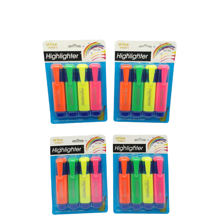 4 Packs of 4 Neon Colour Highlighters for school office workplace | Buy  Online in South Africa 