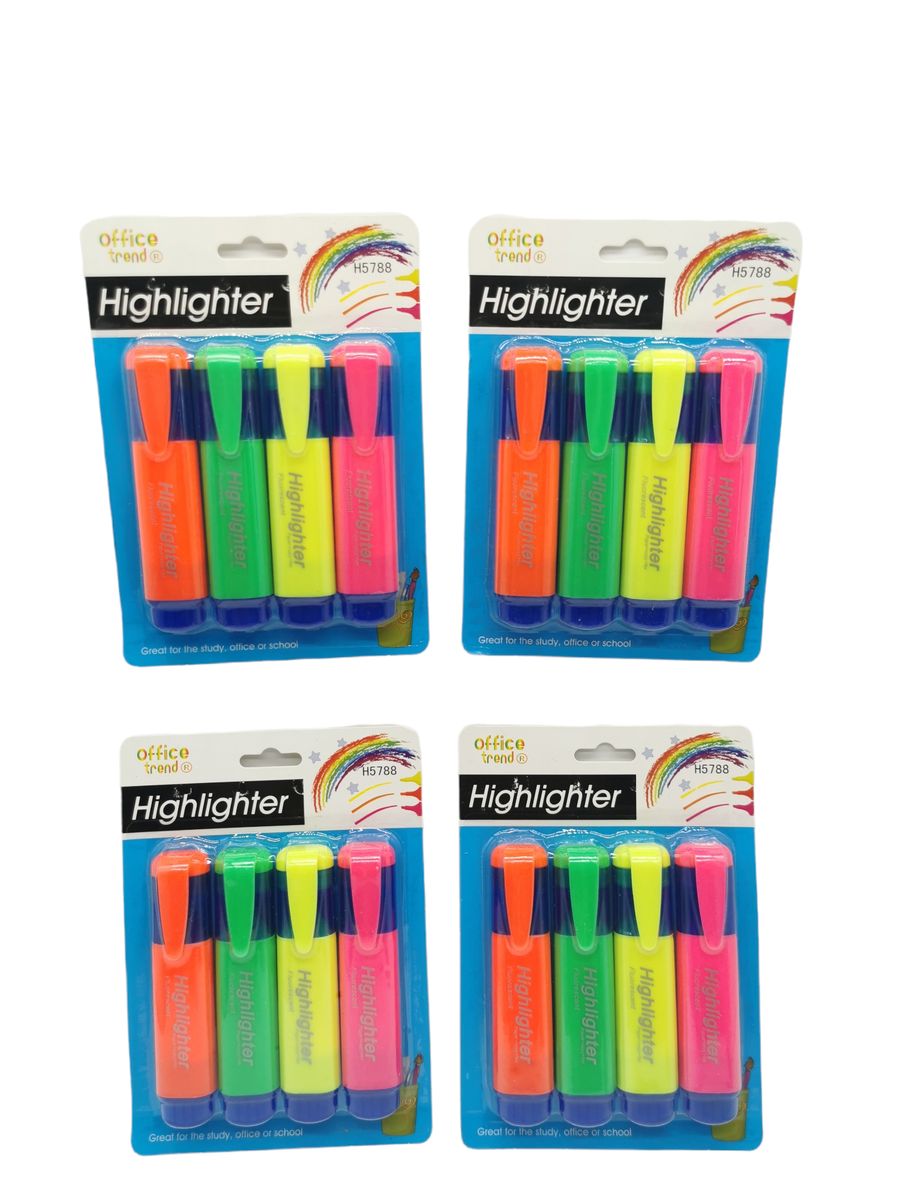 4 Packs of 4 Neon Colour Highlighters for school office workplace Buy