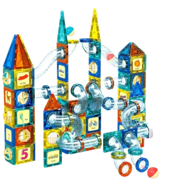 73 Pieces Magnetic Pipeline Marble Run Style Building Blocks