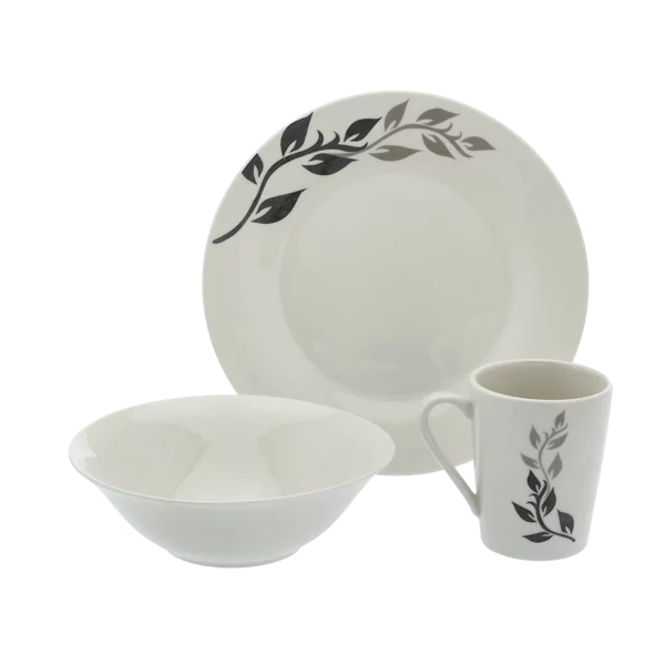 Elegant Black &amp; White Dinner Set 12 Piece