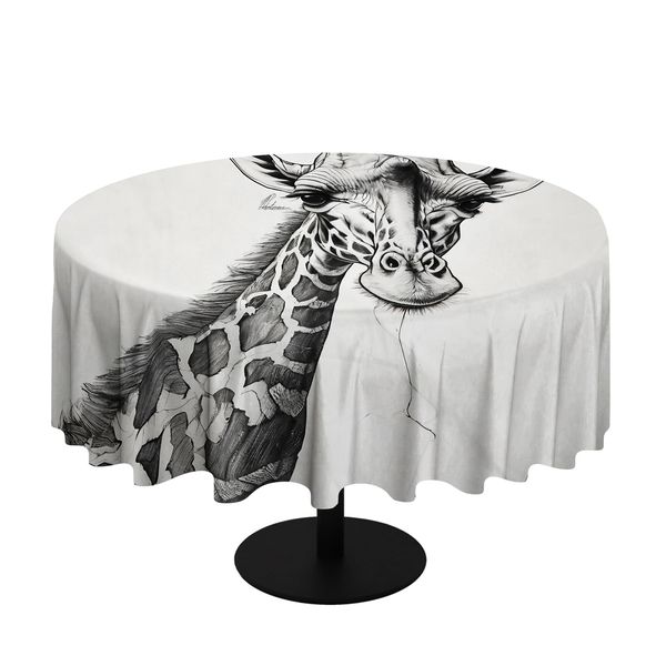 Giraffe Unraveling Round Tablecloth By Nathan Pieterse