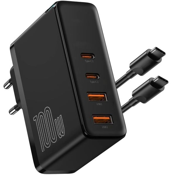 USB C Charger 100 W 4 Ports, GaN PD Charger USB C Power Supply Fast Charger