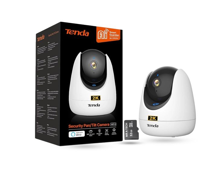 Tenda CP3 Pro 2K Security Camera WiFi-6 + MR A TECH 32GB MicroSD Card