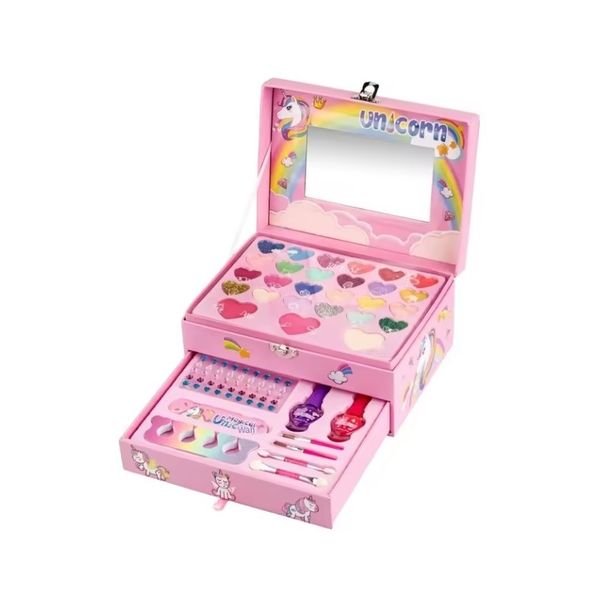 Non Toxic Makeup for Girls Real Cosmetic Kit with all Accessories -Pink