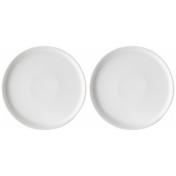 2 Pack - Porcelain Nordic Retro Relief Flat Plate 8-Inch - White