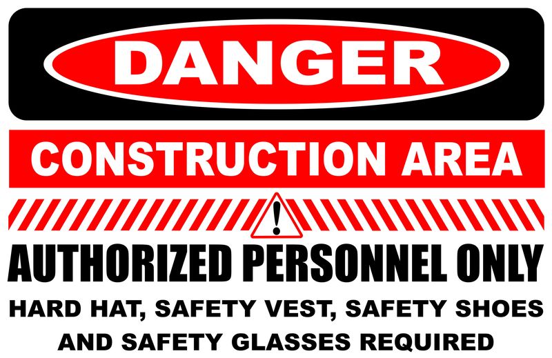 Danger Construction area 81x123cm Sign.