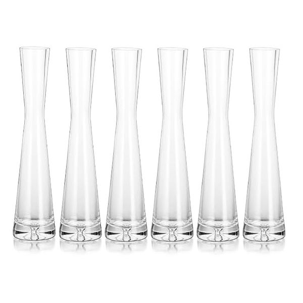 Elegant Floral Glass Bud Centerpiece Vases 20cm (Set of 6)