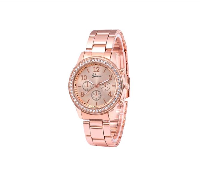 Women Rhinestone Decor Triple Dial Quartz Watch