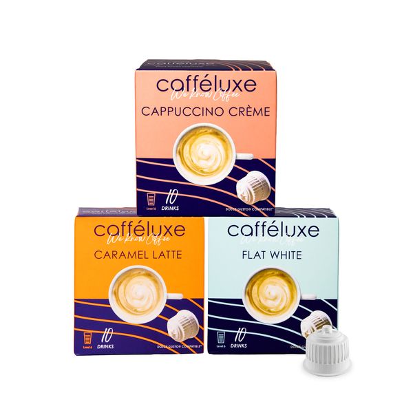 Dolce Gusto Pods | 30 Pack (Flat White, Cappuccino Cream, Caramel Latte)