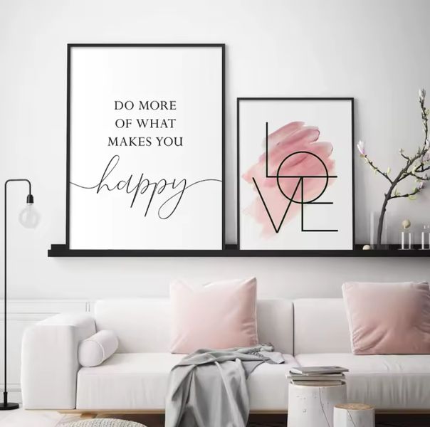 Canvas Wall art: 2-Piece -Happy Pink Love