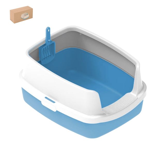 TopikaPet - Spacious &amp; Comfortable Blue Litter Box for Small/Medium Cats