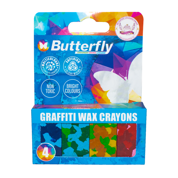 Butterfly Crayons - Wax (Pack of 4) Graffiti