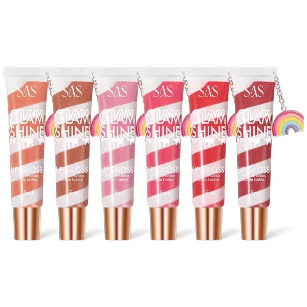 Set of 6 - SAS Glam Shine Duo Colour Swirl Lip Gloss